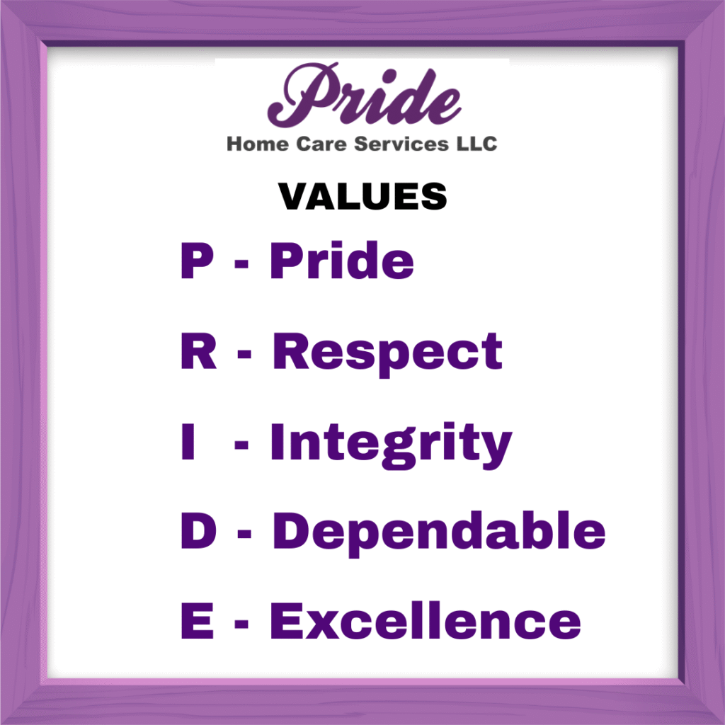 Pride Home Care Services Values